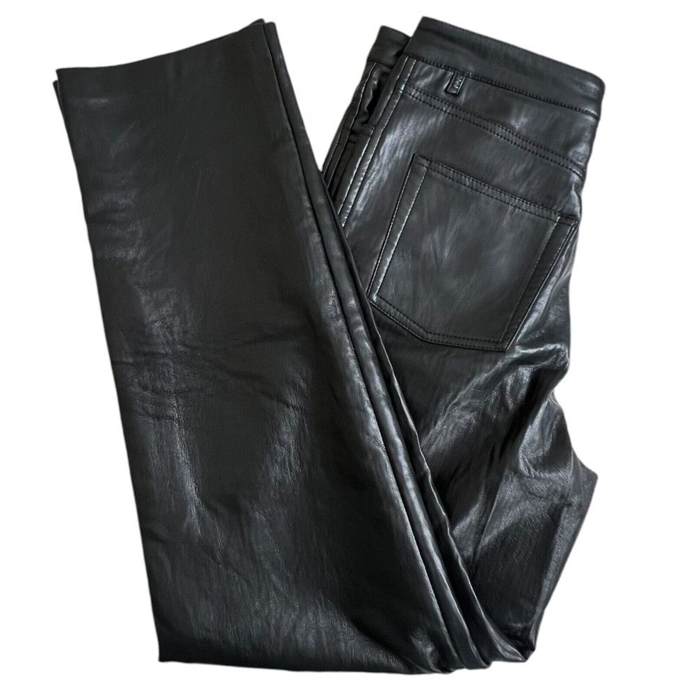 Wilfred‎ Womens 6 Black Faux Leather High Rise Straight Leg Pants FLAW